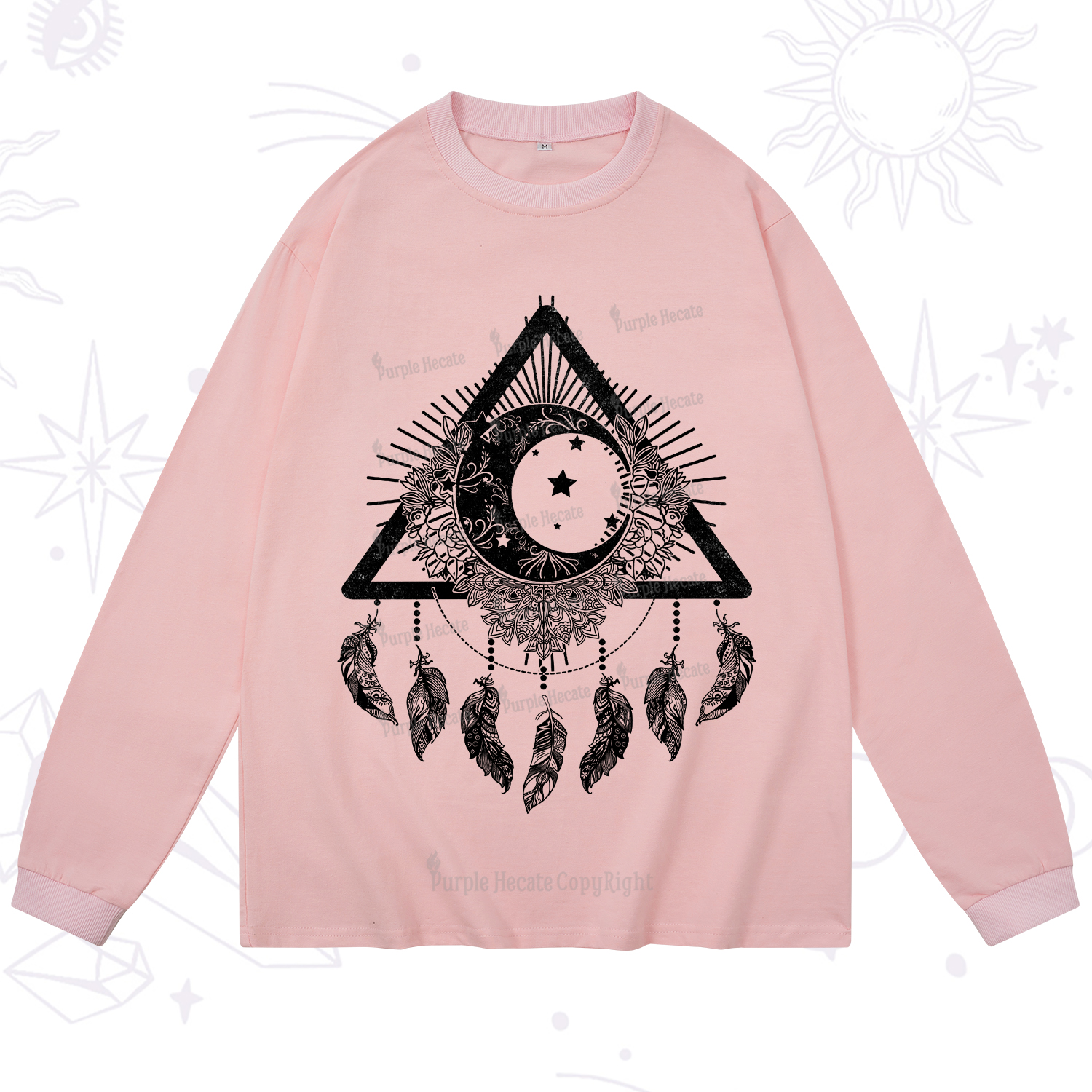 Purplehecate Starry Moon Dreamcatcher Long Sleeve T-Shirt