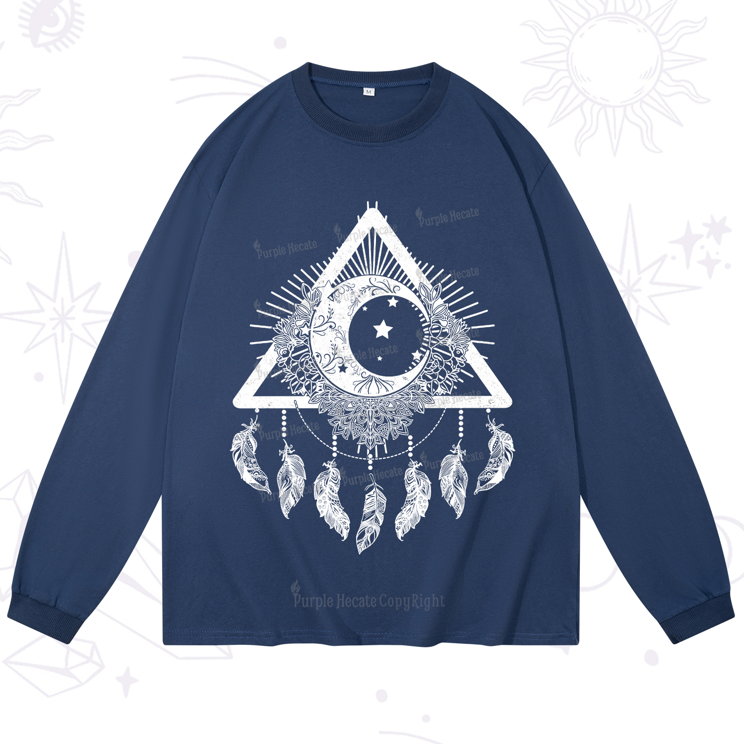 Purplehecate Starry Moon Dreamcatcher Long Sleeve T-Shirt