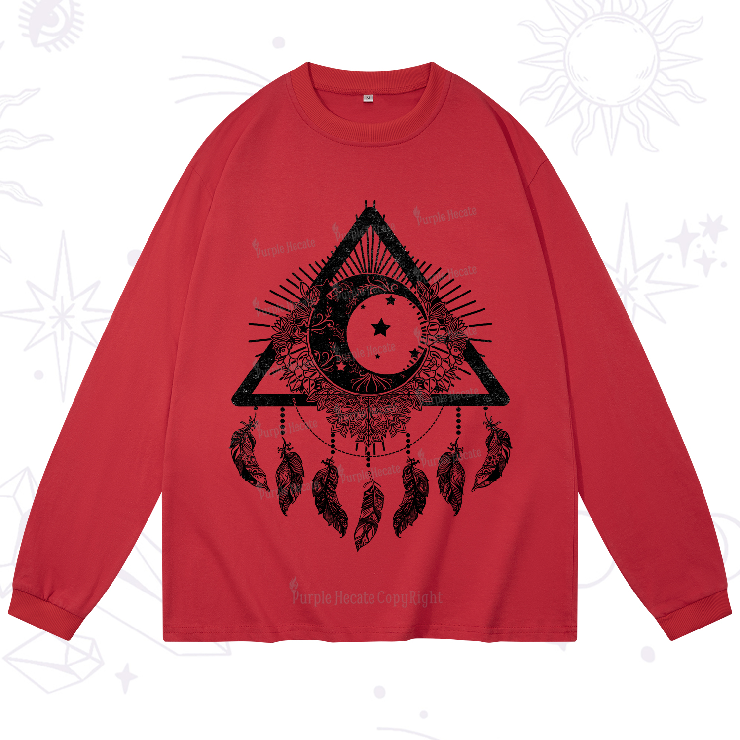 Purplehecate Starry Moon Dreamcatcher Long Sleeve T-Shirt