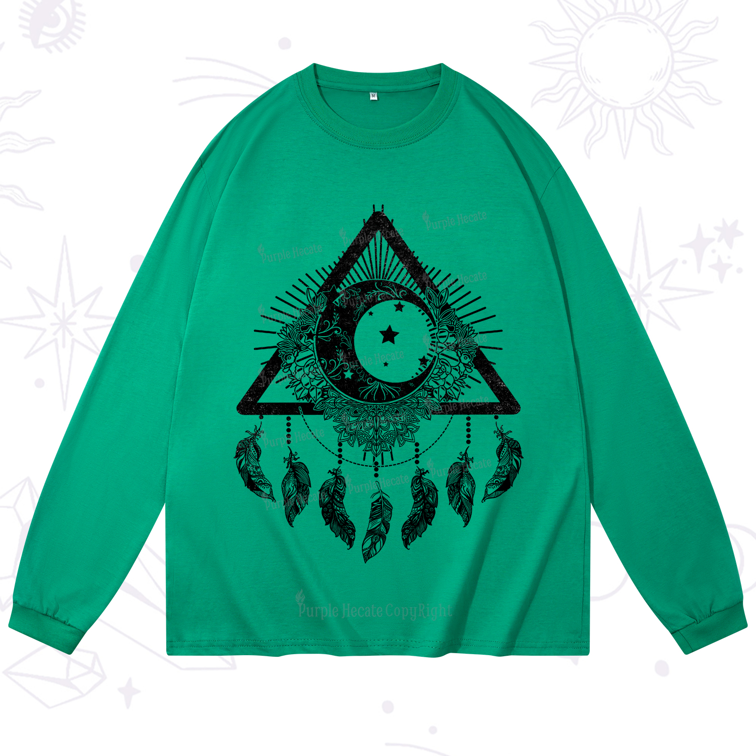 Purplehecate Starry Moon Dreamcatcher Long Sleeve T-Shirt