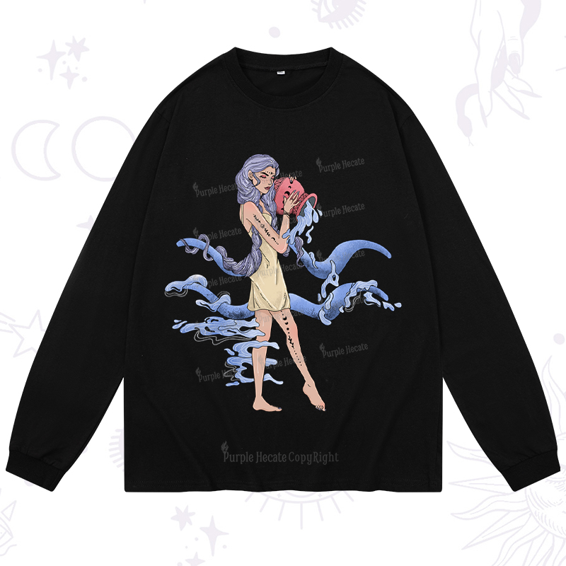 Purplehecate Aquarius In Astrology Zodiac Long Sleeve T-Shirt