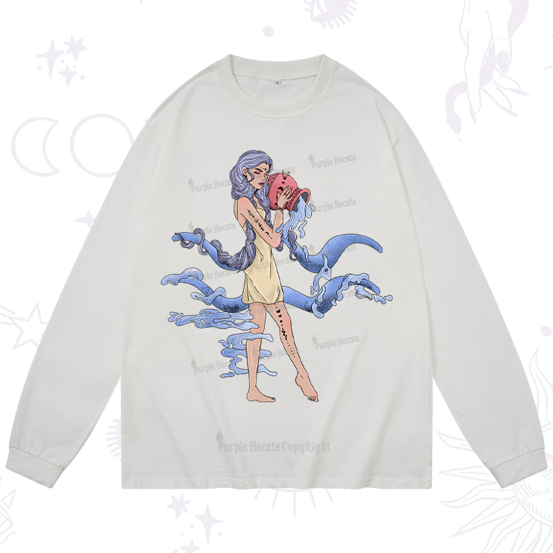 Purplehecate Aquarius In Astrology Zodiac Long Sleeve T-Shirt