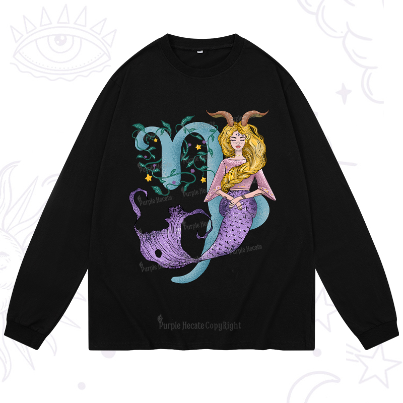Purplehecate Capricorn In Astrology Zodiac Long Sleeve T-Shirt