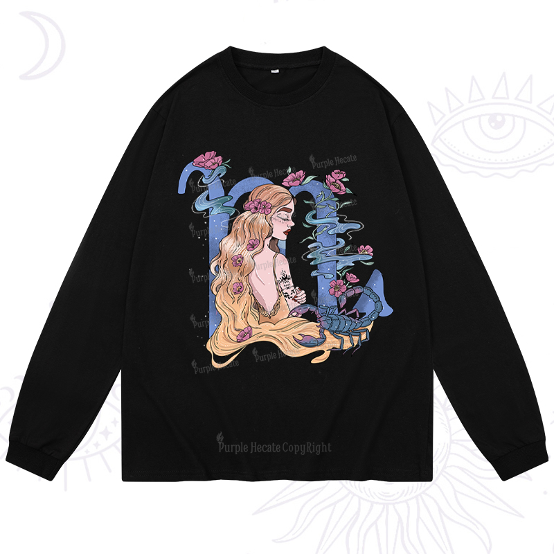 Purplehecate Scorpio In Astrology Zodiac Long Sleeve T-Shirt