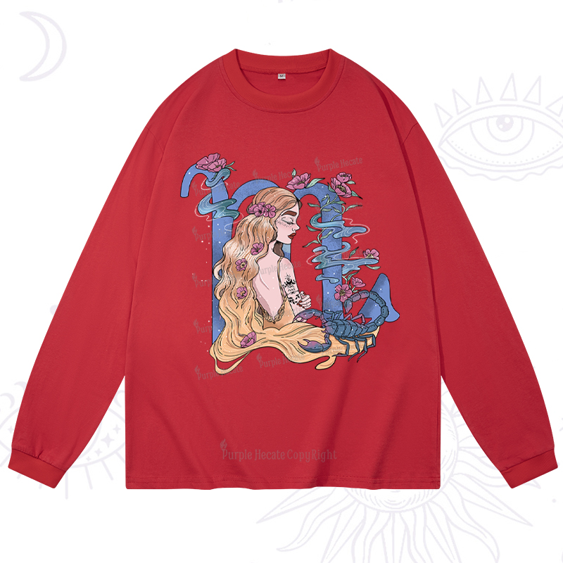 Purplehecate Scorpio In Astrology Zodiac Long Sleeve T-Shirt