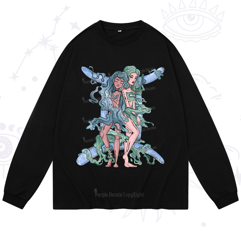 Purplehecate Gemini In Astrology Zodiac Long Sleeve T-Shirt