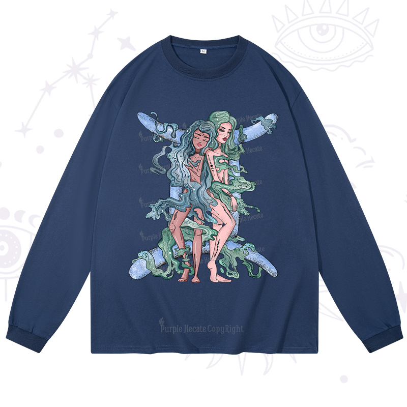 Purplehecate Gemini In Astrology Zodiac Long Sleeve T-Shirt