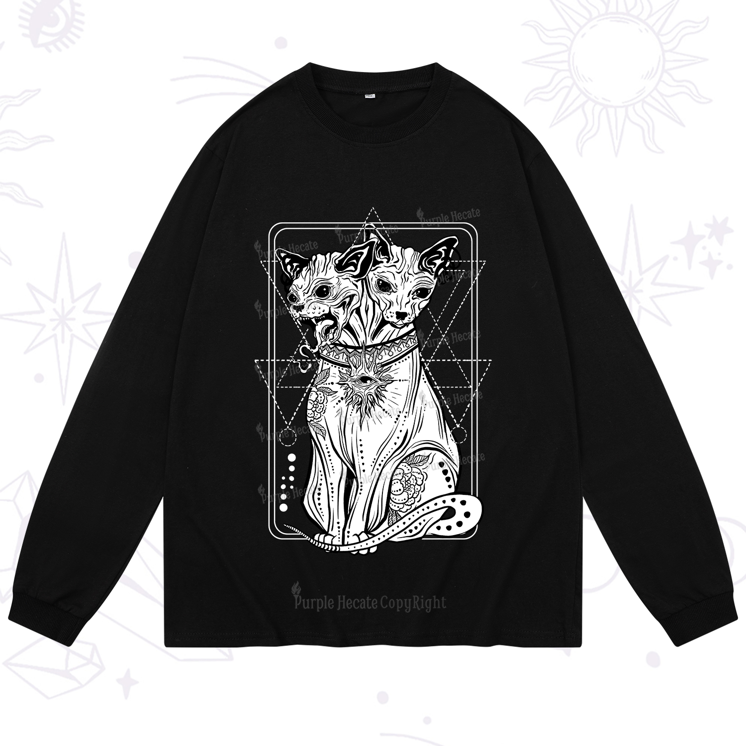 Purplehecate The Cat Goddess Bastet Long Sleeve T-Shirt
