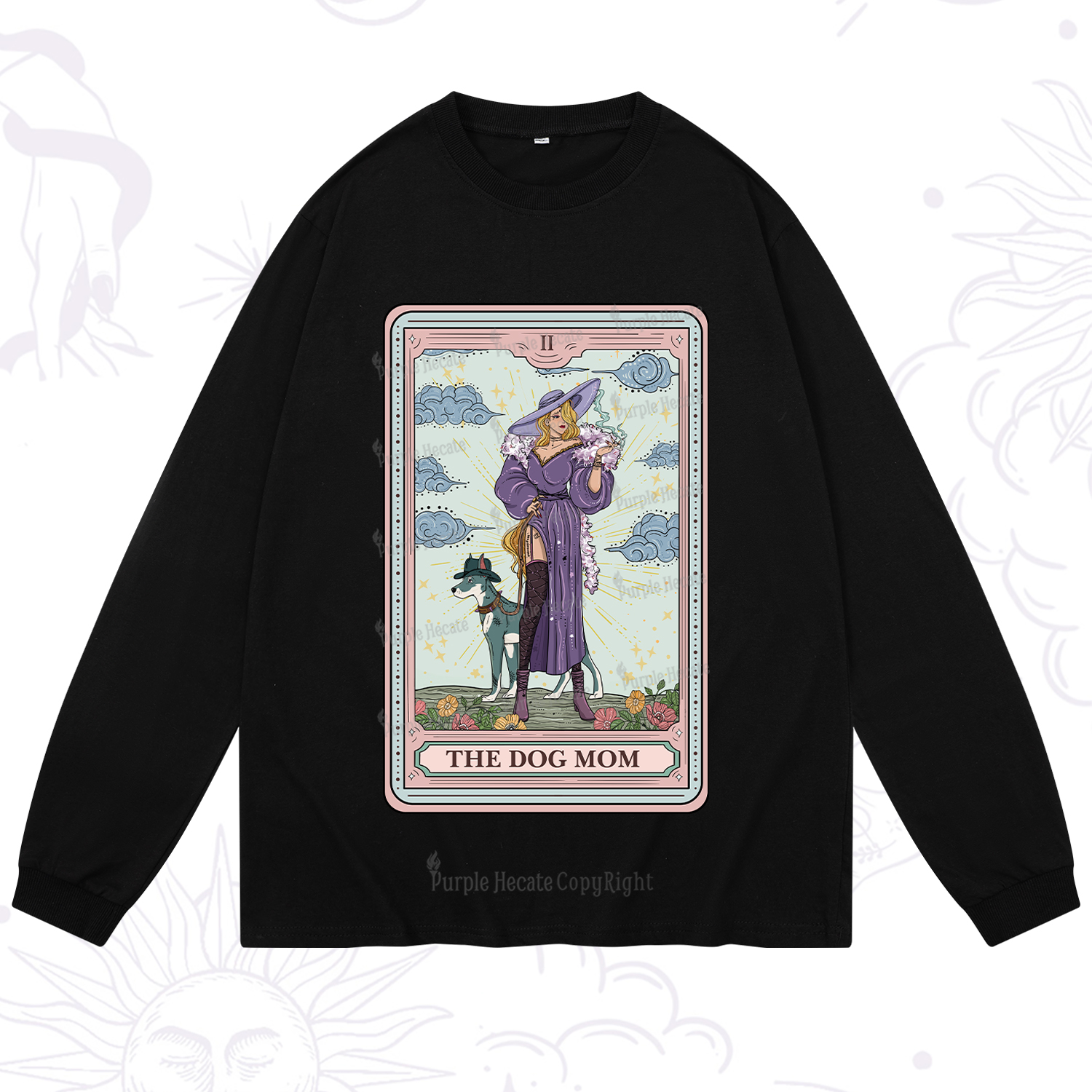 Purplehecate The Dog Mom Tarot Long Sleeve T-Shirt