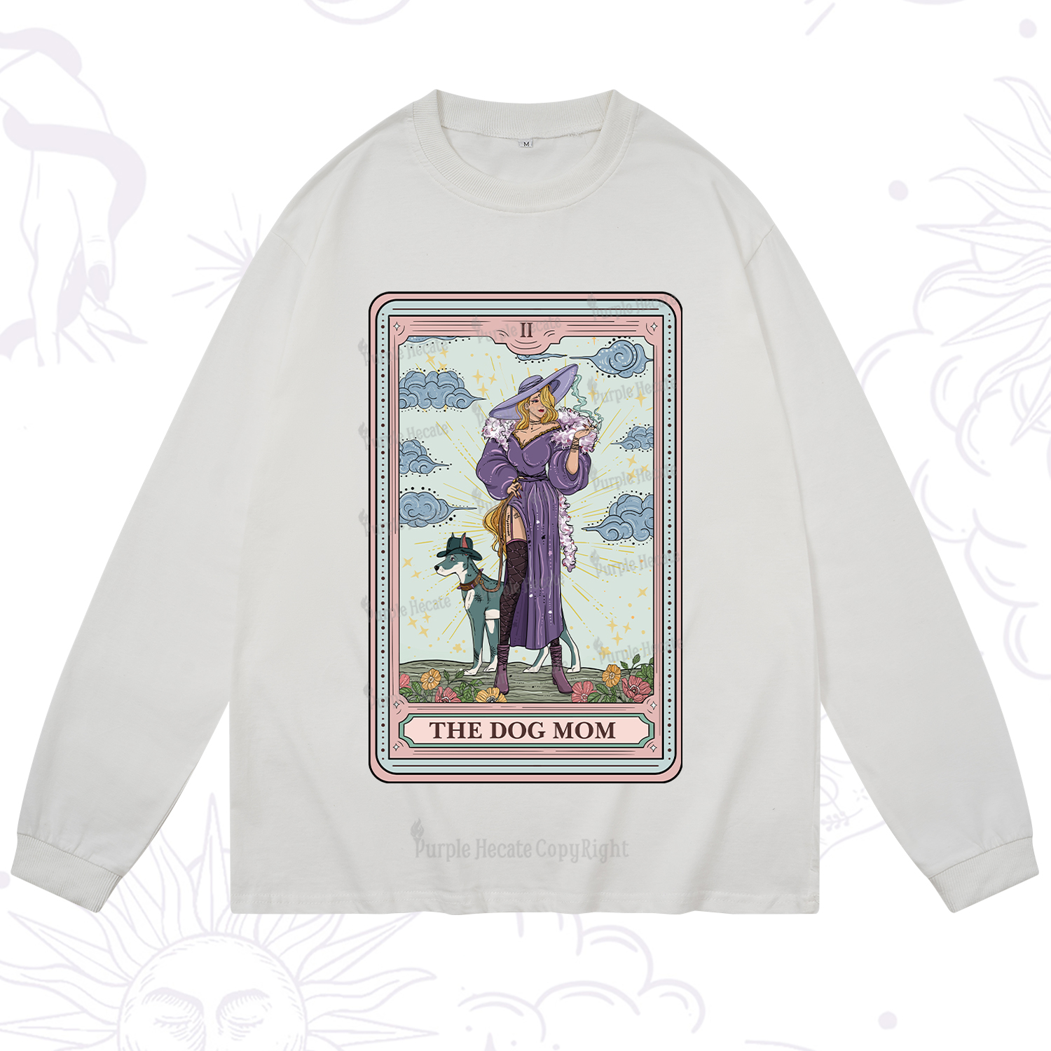 Purplehecate The Dog Mom Tarot Long Sleeve T-Shirt
