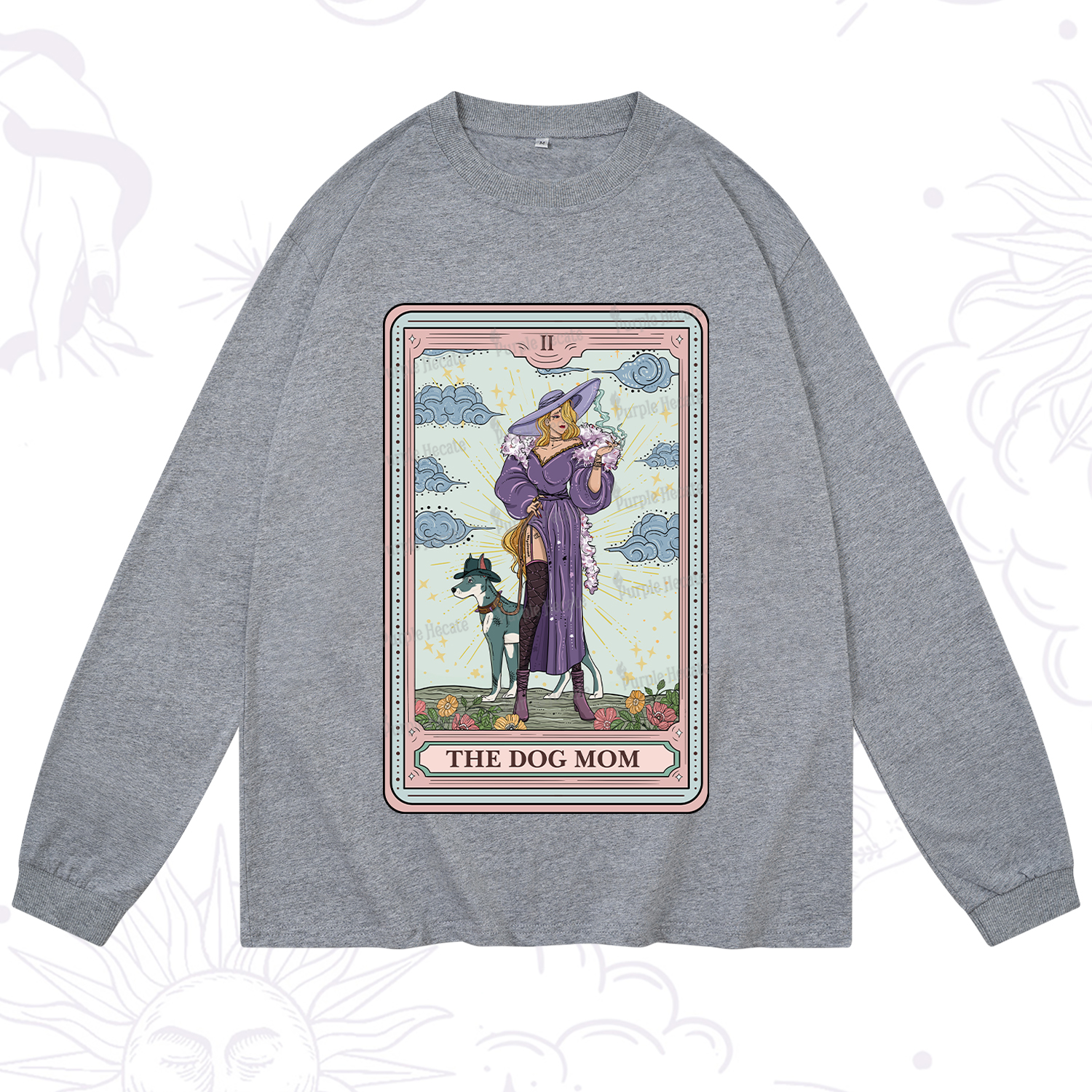 Purplehecate The Dog Mom Tarot Long Sleeve T-Shirt