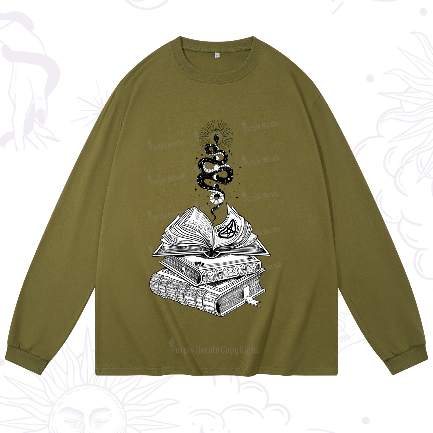 Purplehecate Spellbook And Guardian Serpent Long Sleeve T-Shirt