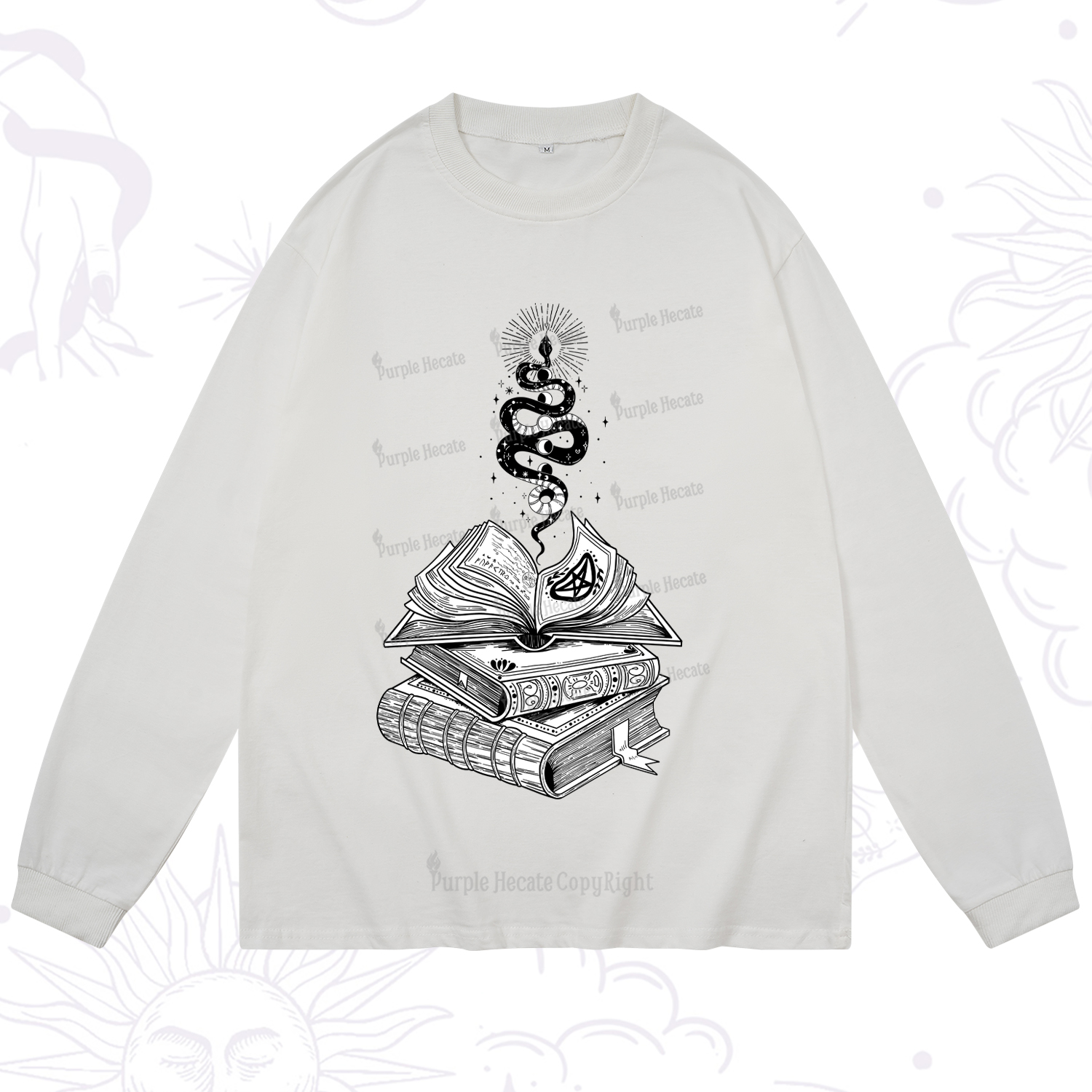 Purplehecate Spellbook And Guardian Serpent Long Sleeve T-Shirt