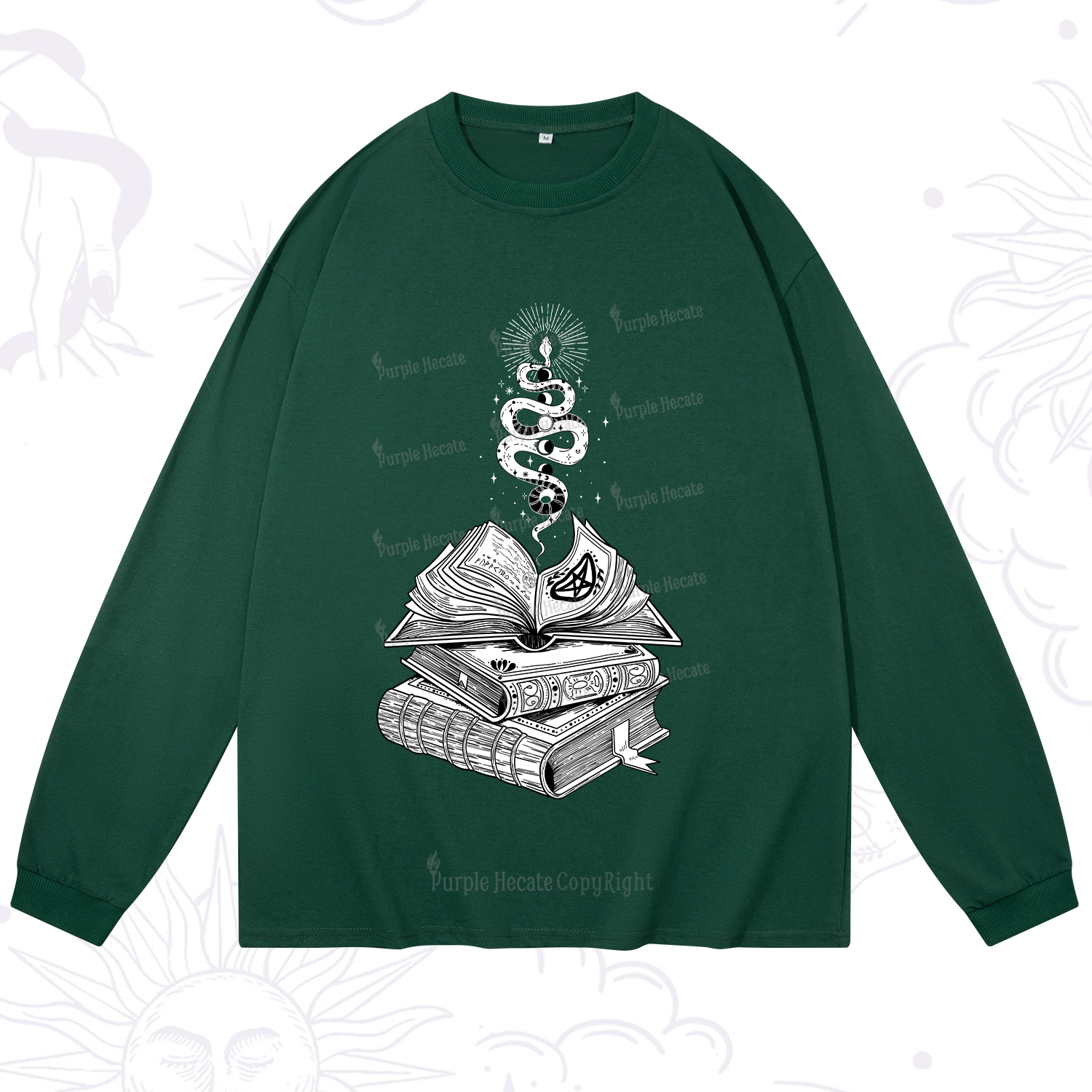 Purplehecate Spellbook And Guardian Serpent Long Sleeve T-Shirt
