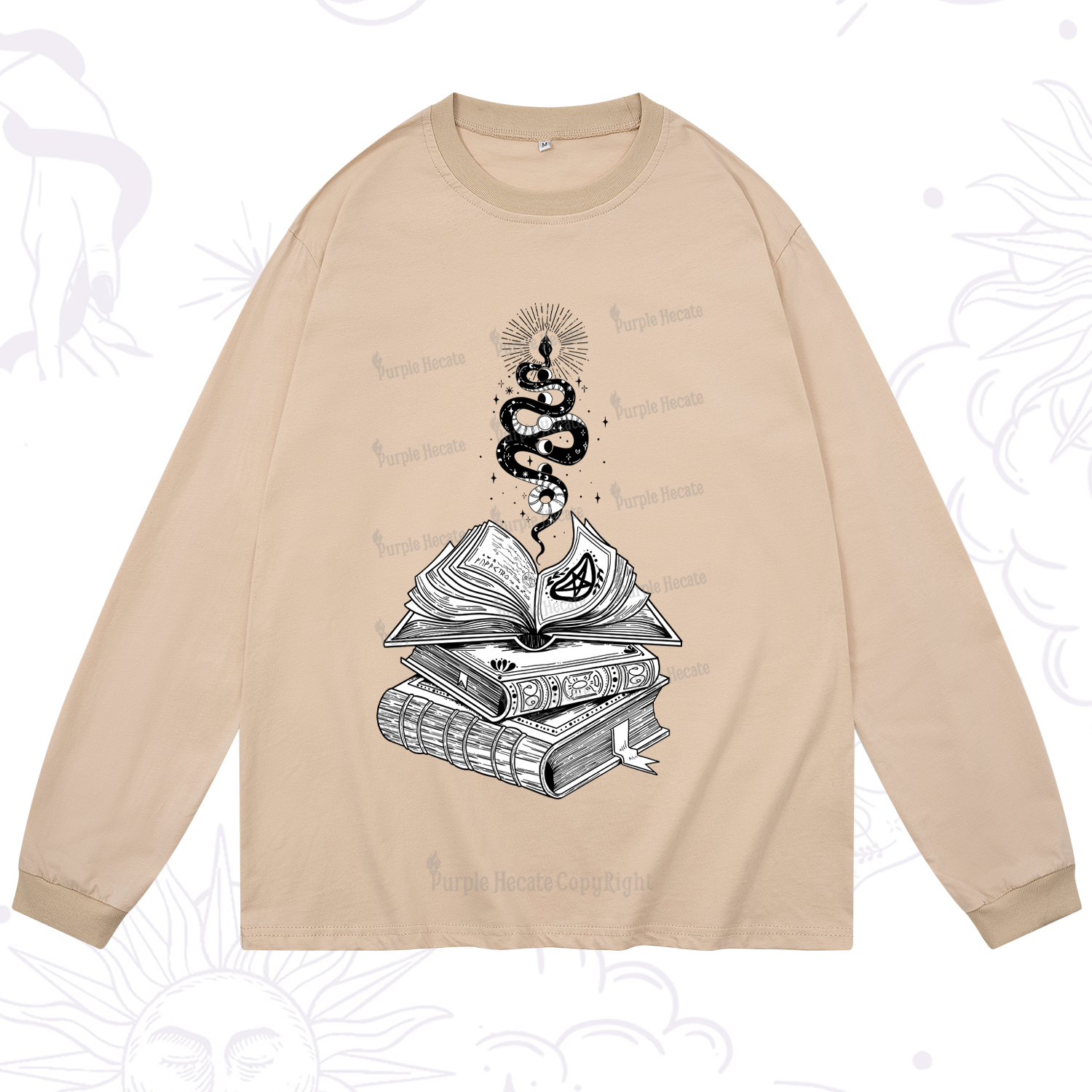 Purplehecate Spellbook And Guardian Serpent Long Sleeve T-Shirt