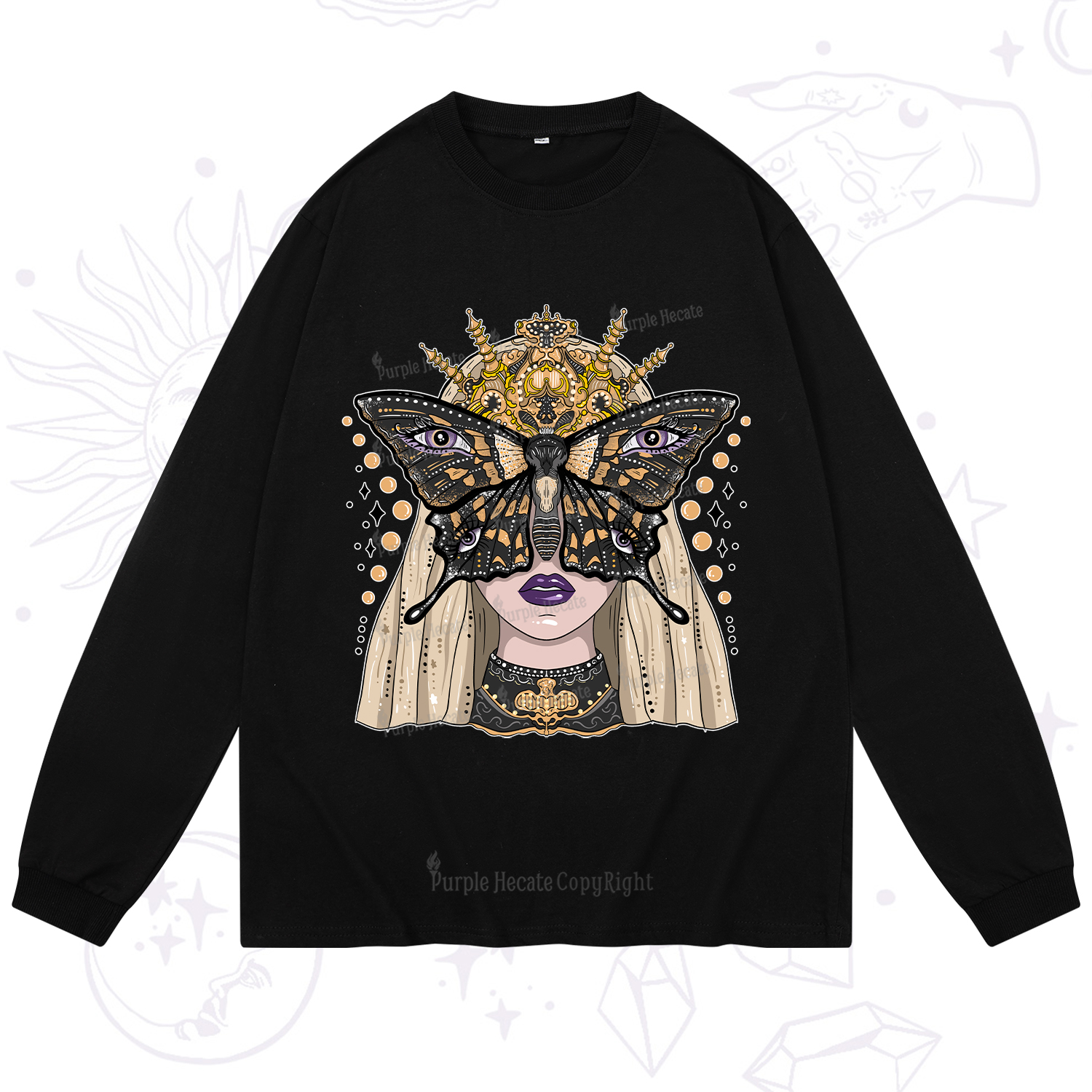 Purplehecate Butterfly Witchy Long Sleeve T-Shirt