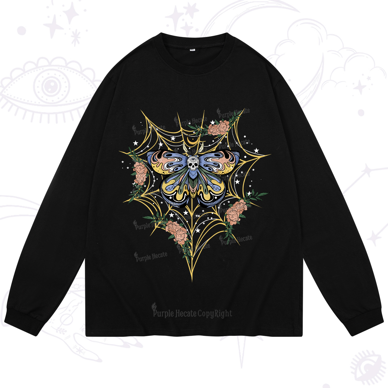 Purplehecate Death Head Moth Long Sleeve T-Shirt