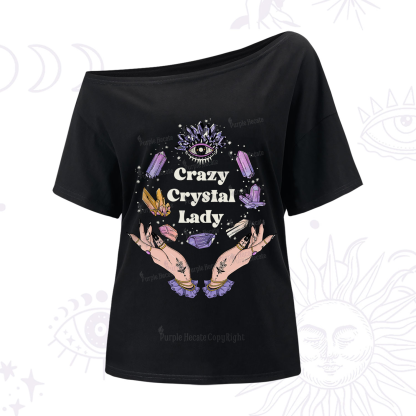 Purplehecate Crazy Crystal Lady One-Shoulder T-Shirt