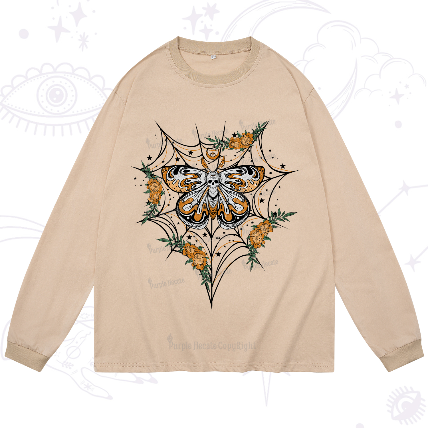 Purplehecate Death Head Moth Long Sleeve T-Shirt