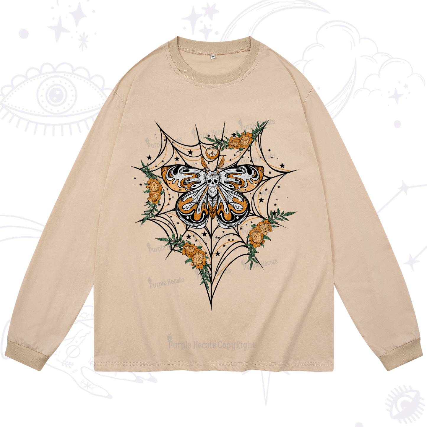 Purplehecate Death Head Moth Long Sleeve T-Shirt