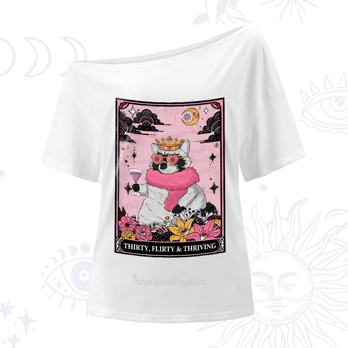Purplehecate The Thirty Flirty Thriving Oracle Card One-Shoulder T-Shirt
