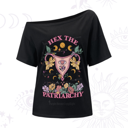 Purplehecate Hex the Patriarchy Feminist Power One-Shoulder T-Shirt