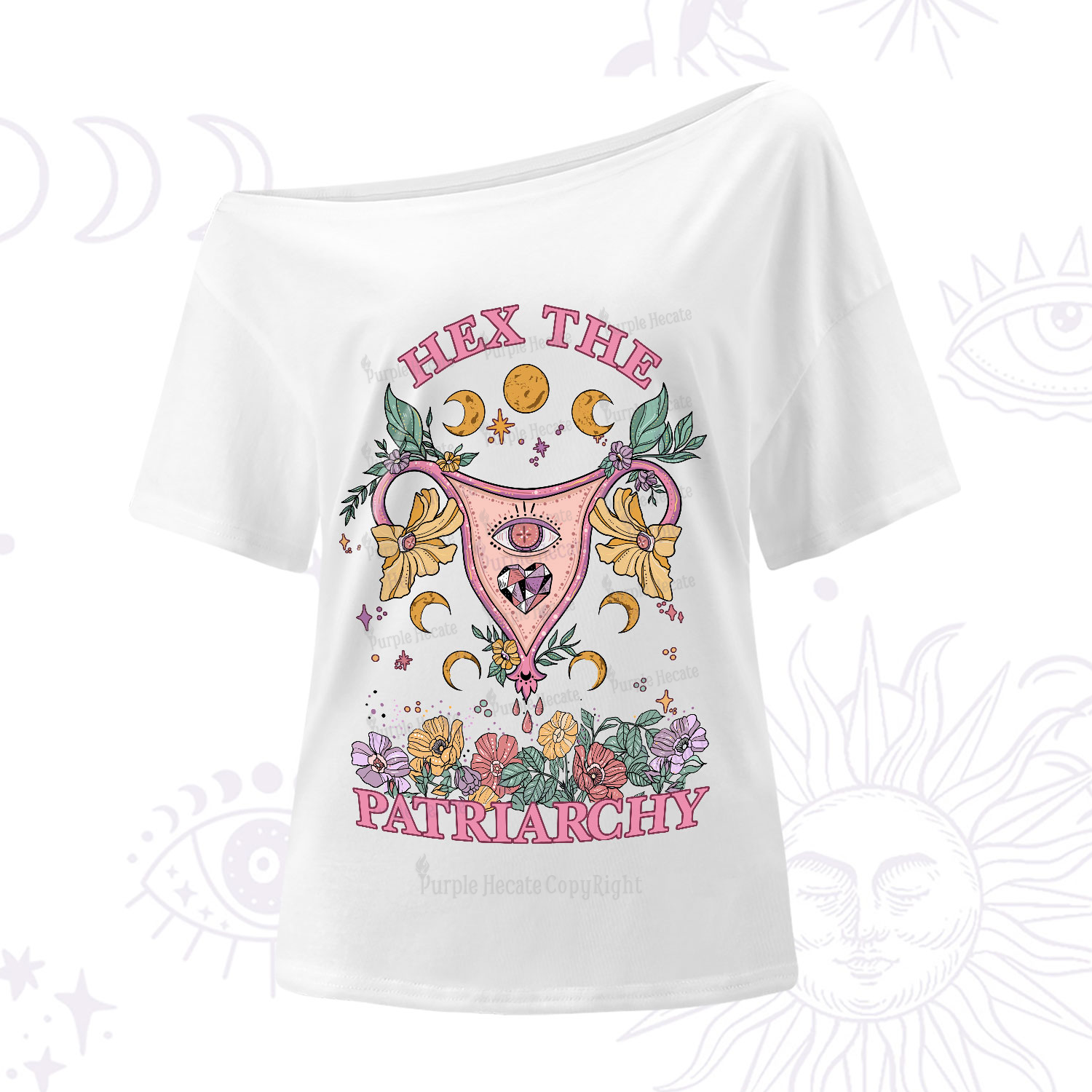 Purplehecate Hex the Patriarchy Feminist Power One-Shoulder T-Shirt