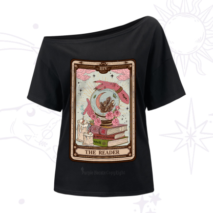Purplehecate The Reader Tarot Witch Vibes One-Shoulder T-Shirt