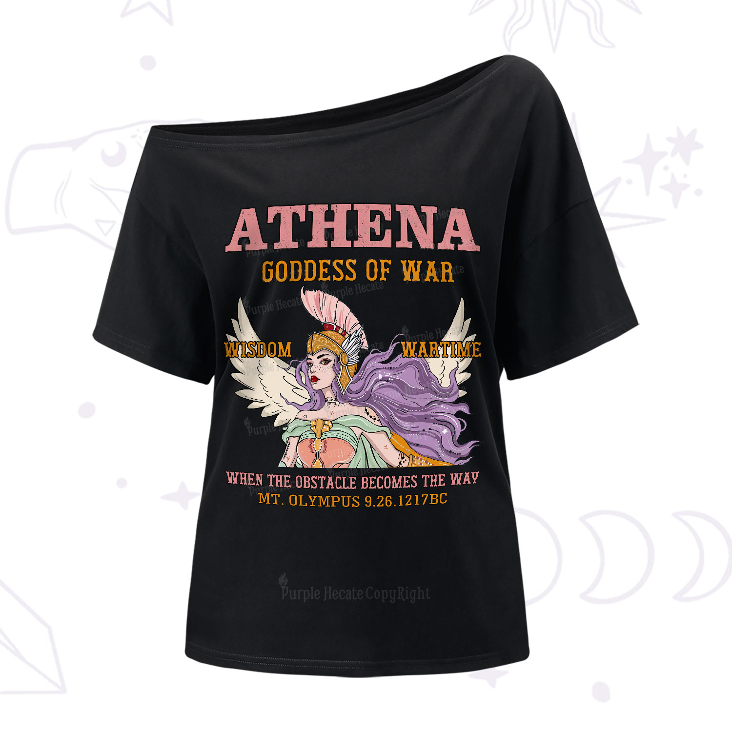 Purplehecate Wise War Goddess Athena One-Shoulder T-Shirt