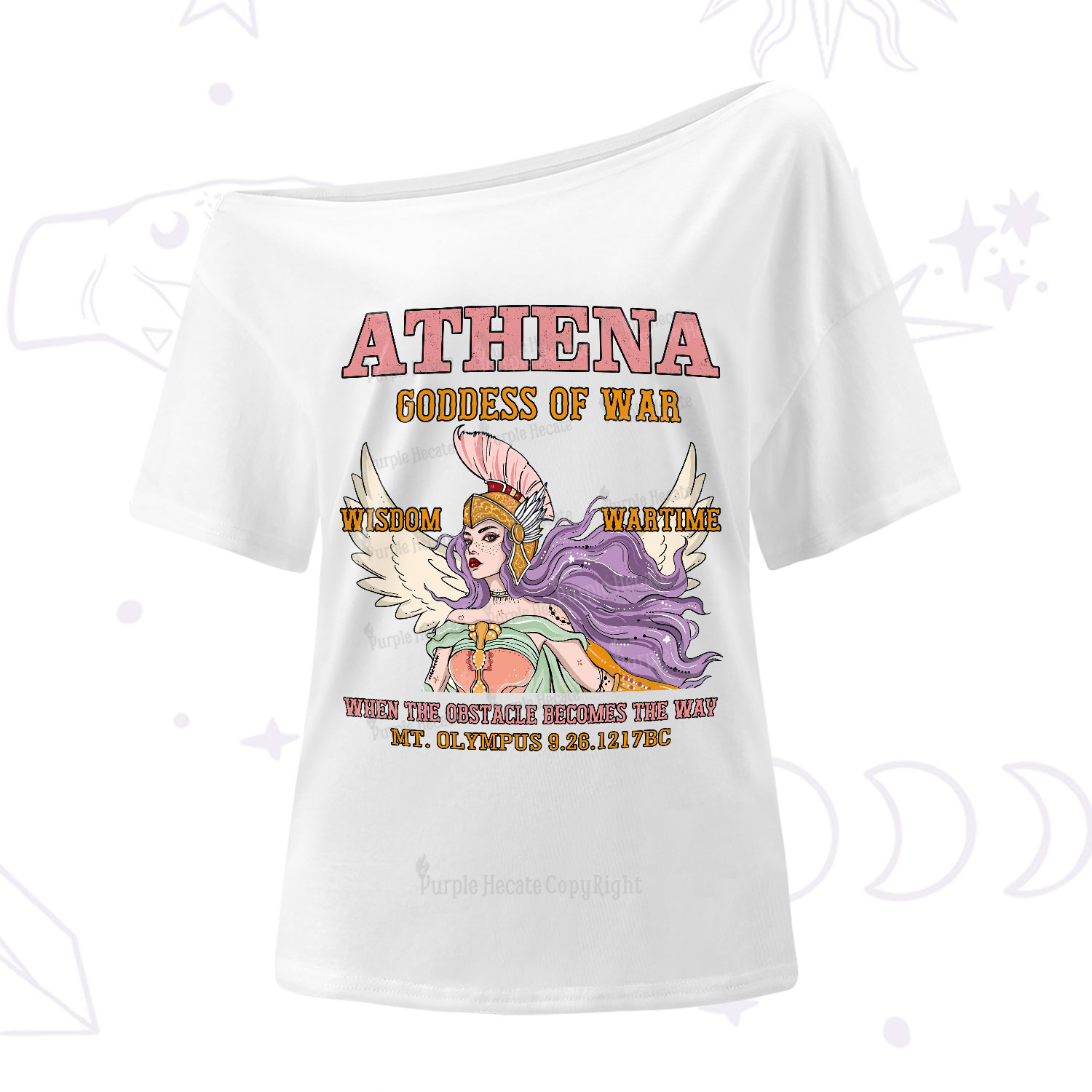 Purplehecate Wise War Goddess Athena One-Shoulder T-Shirt