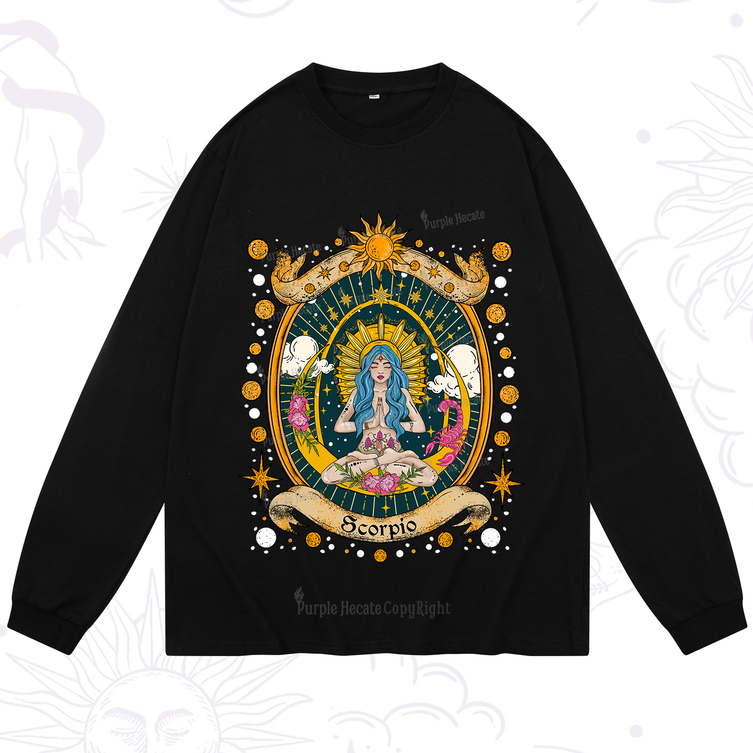 Purplehecate Scorpio Celestial Charm Zodiac Long Sleeve T-Shirt