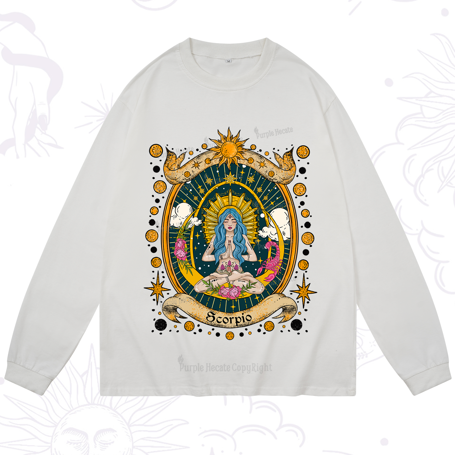 Purplehecate Scorpio Celestial Charm Zodiac Long Sleeve T-Shirt