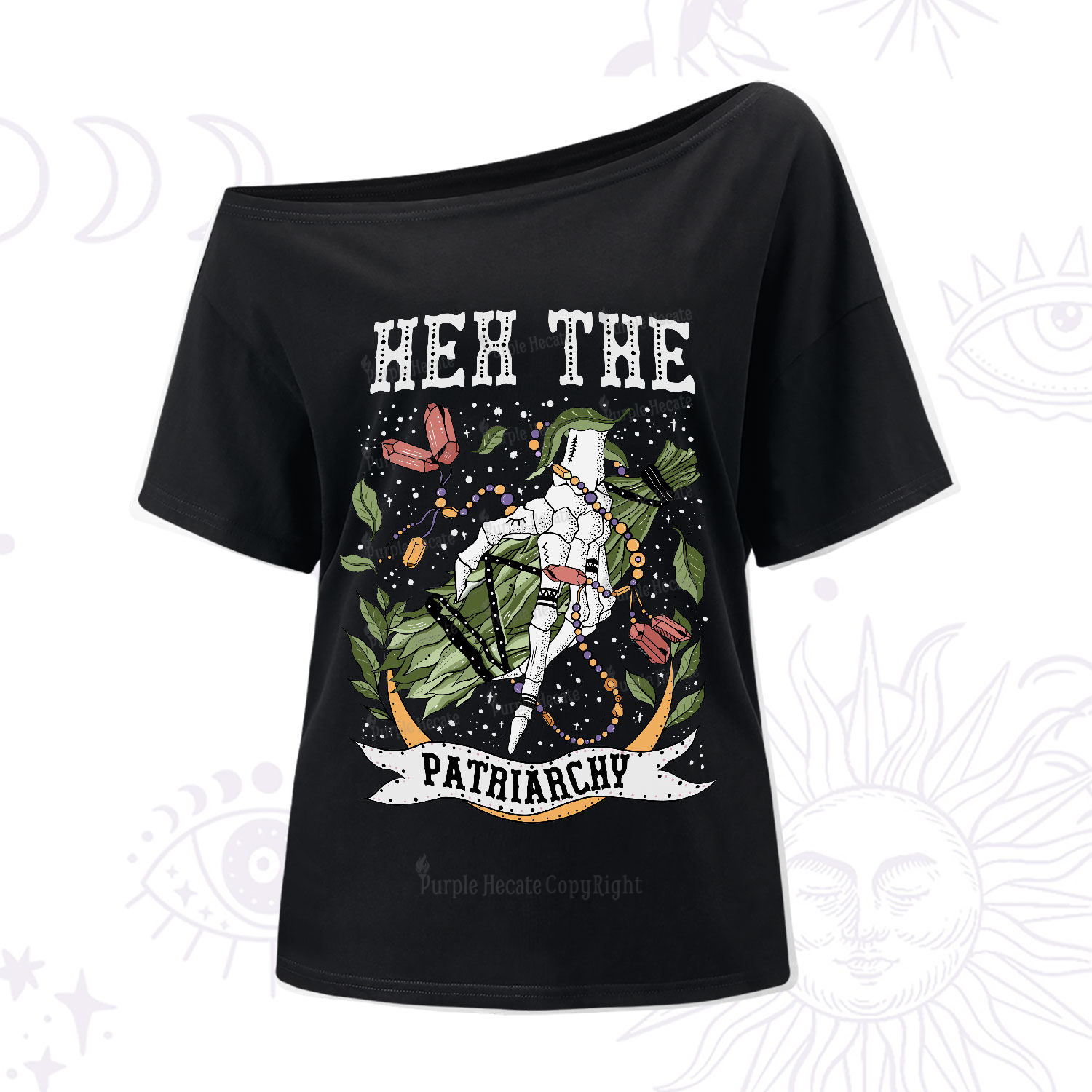 Purplehecate Heh The Patriarchy One-Shoulder T-Shirt