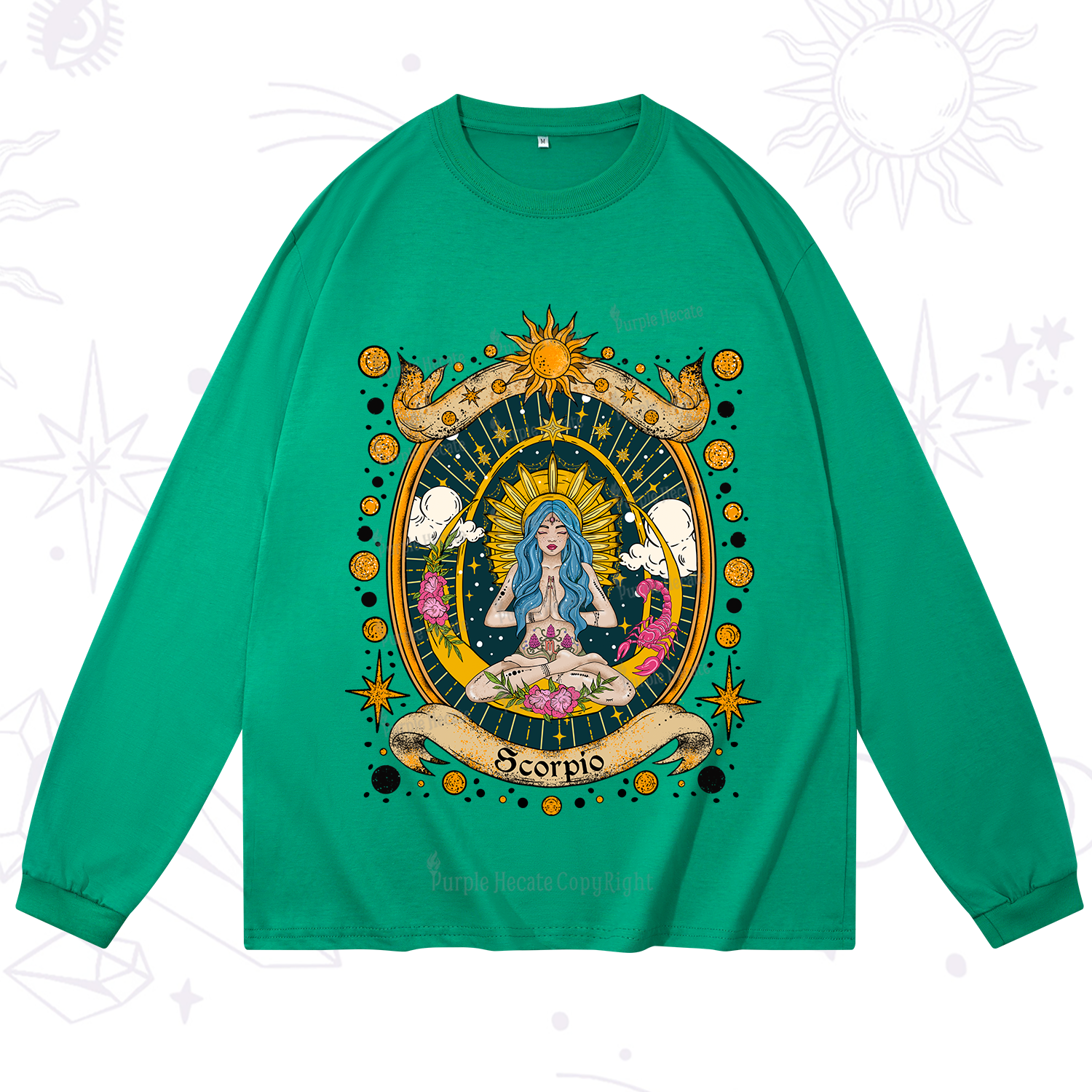Purplehecate Scorpio Celestial Charm Zodiac Long Sleeve T-Shirt