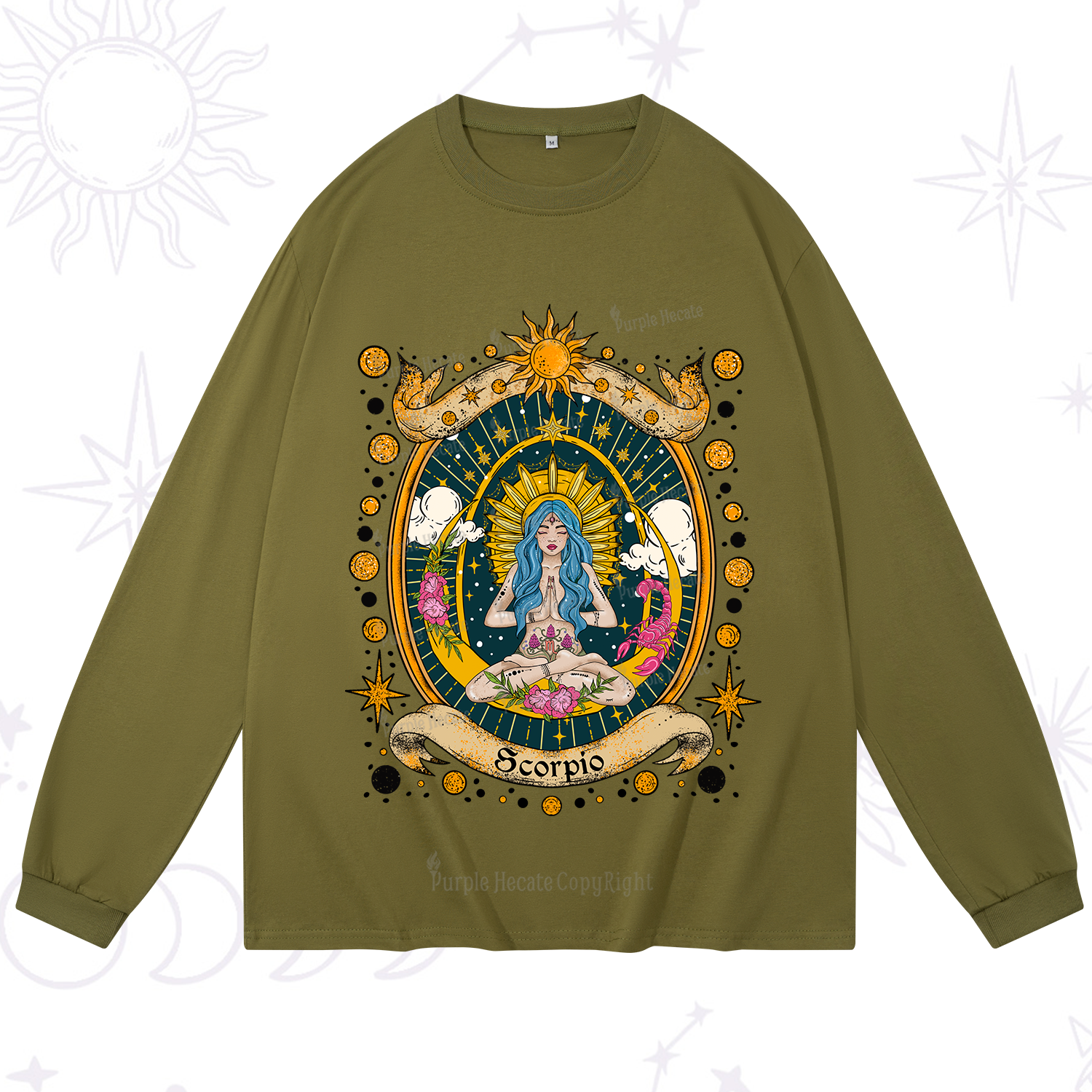 Purplehecate Scorpio Celestial Charm Zodiac Long Sleeve T-Shirt