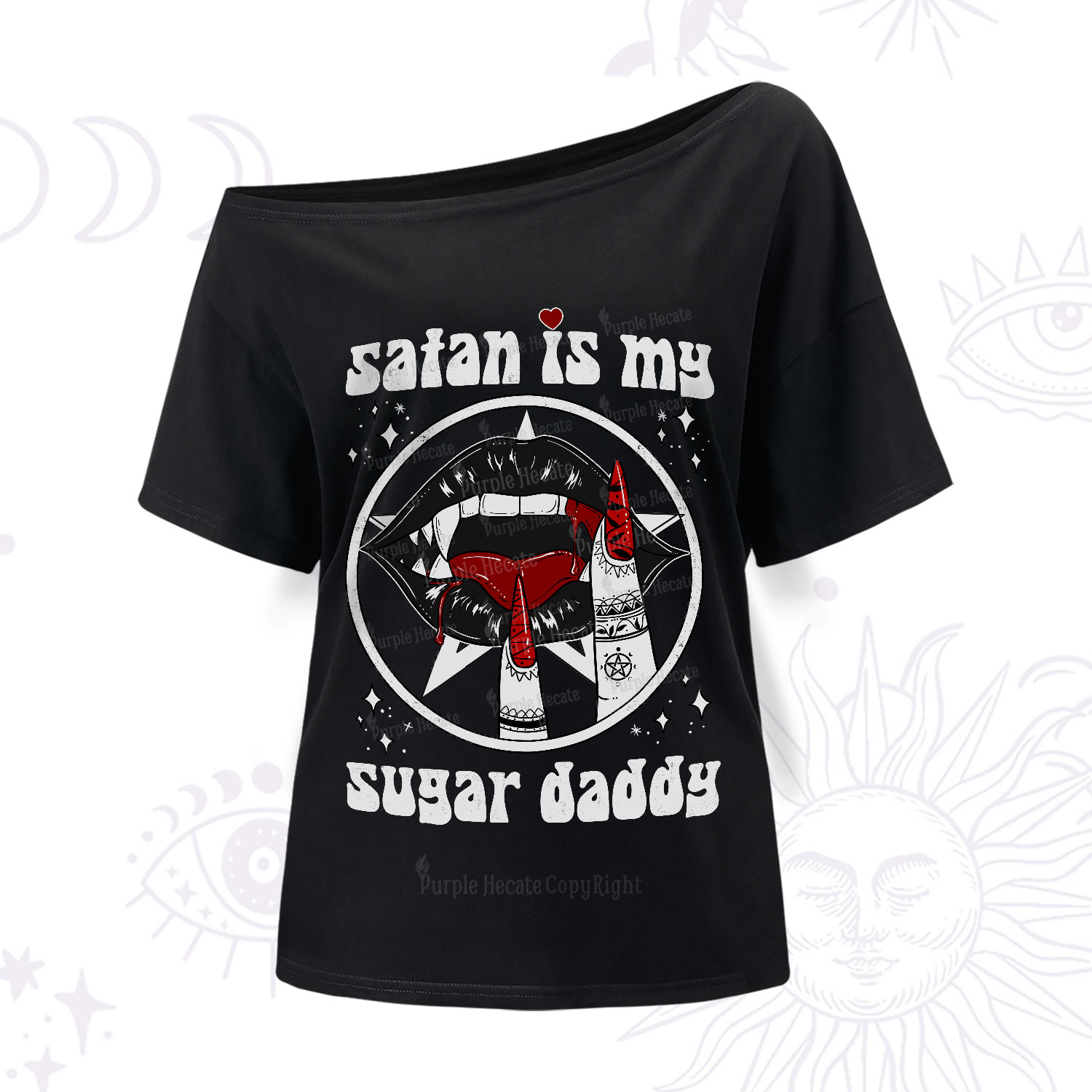 Purplehecate Satan Is My Sugar Daddy One-Shoulder T-Shirt