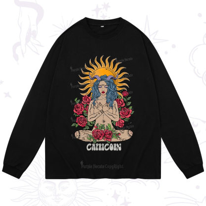 Purplehecate Sun Guardian Of Capricorn Zodiac Long Sleeve T-Shirt