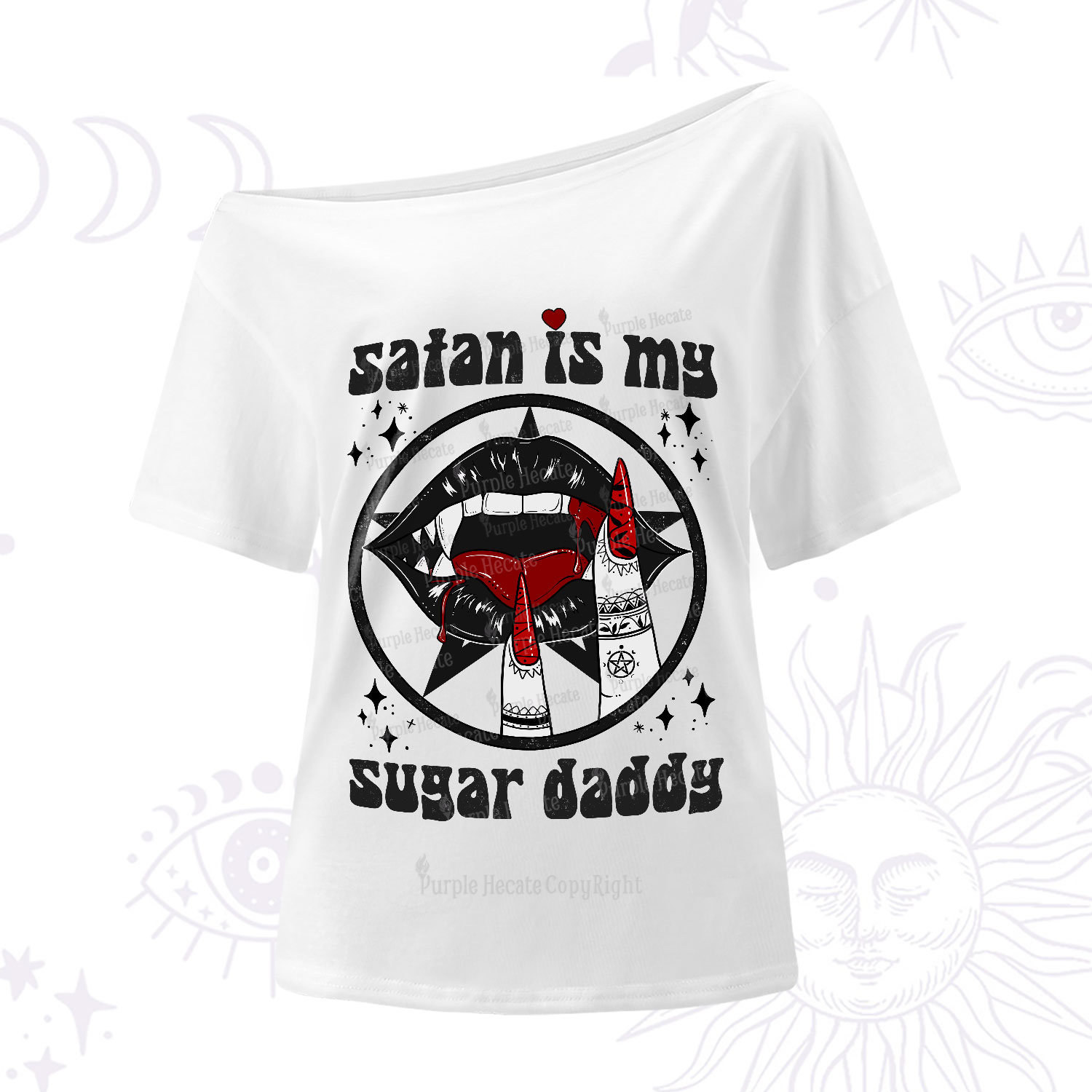 Purplehecate Satan Is My Sugar Daddy One-Shoulder T-Shirt