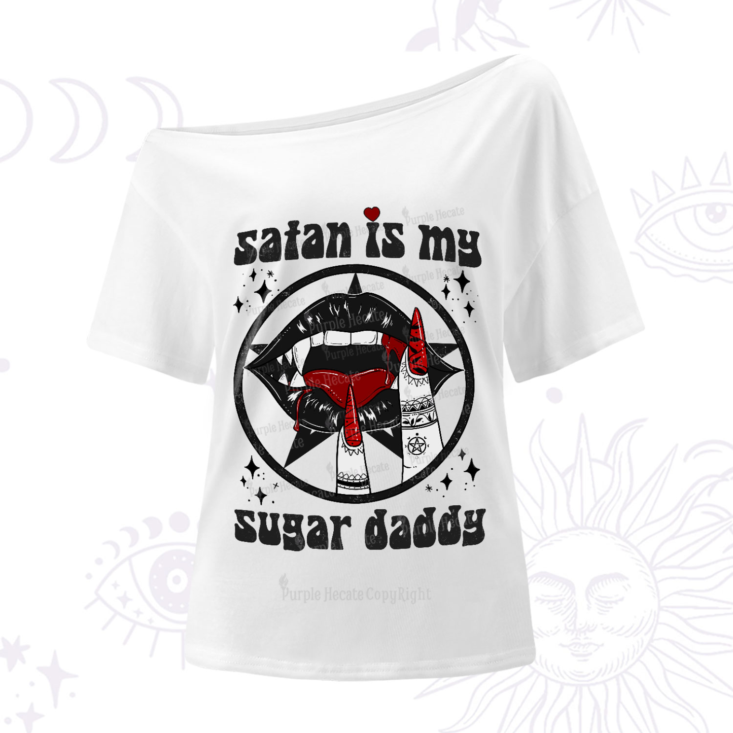 Purplehecate Satan Is My Sugar Daddy One-Shoulder T-Shirt