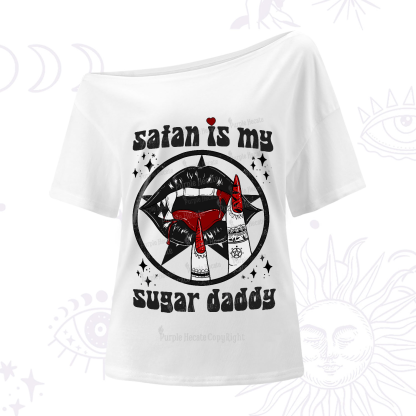 Purplehecate Satan Is My Sugar Daddy One-Shoulder T-Shirt
