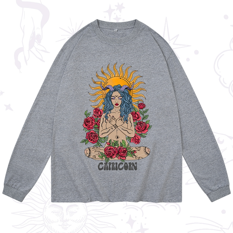 Purplehecate Sun Guardian Of Capricorn Zodiac Long Sleeve T-Shirt