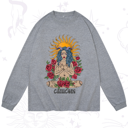 Purplehecate Sun Guardian Of Capricorn Zodiac Long Sleeve T-Shirt