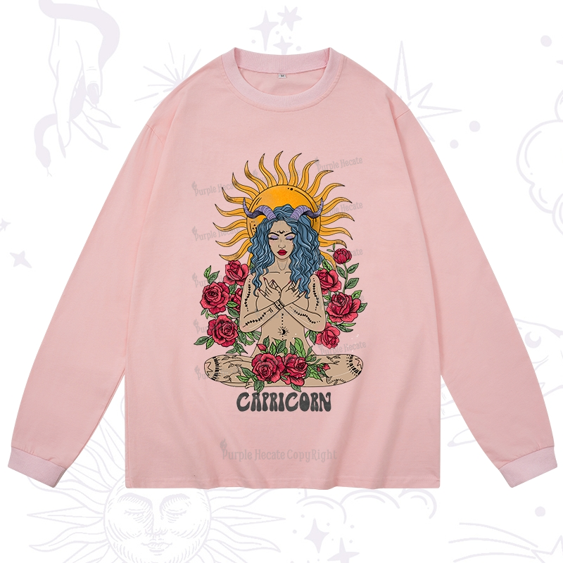 Purplehecate Sun Guardian Of Capricorn Zodiac Long Sleeve T-Shirt