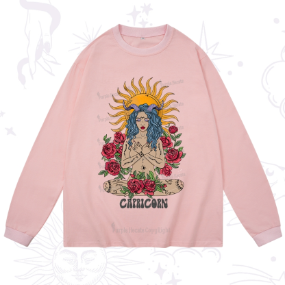 Purplehecate Sun Guardian Of Capricorn Zodiac Long Sleeve T-Shirt