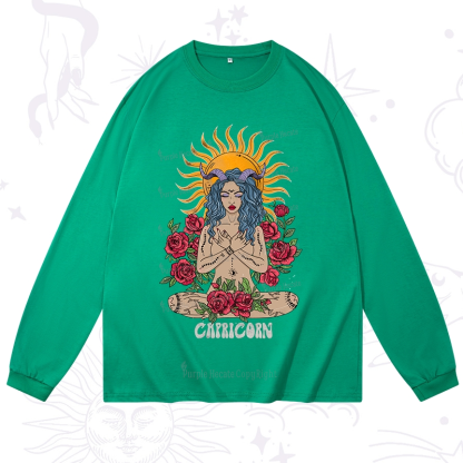 Purplehecate Sun Guardian Of Capricorn Zodiac Long Sleeve T-Shirt