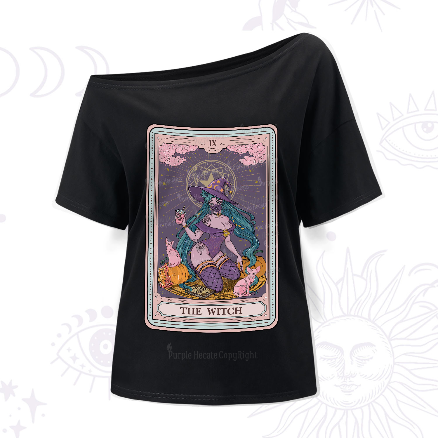 Purplehecate The Witch Tarot Halloween One-Shoulder T-Shirt
