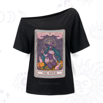 Purplehecate The Witch Tarot Halloween One-Shoulder T-Shirt