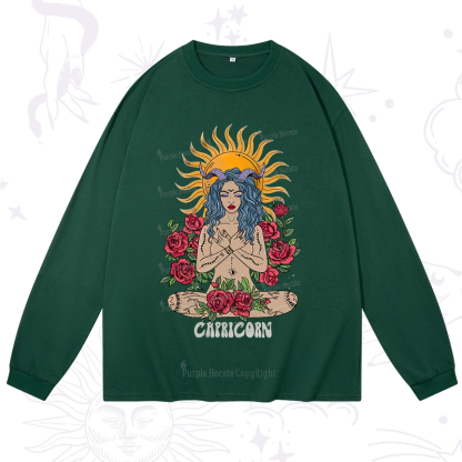 Purplehecate Sun Guardian Of Capricorn Zodiac Long Sleeve T-Shirt