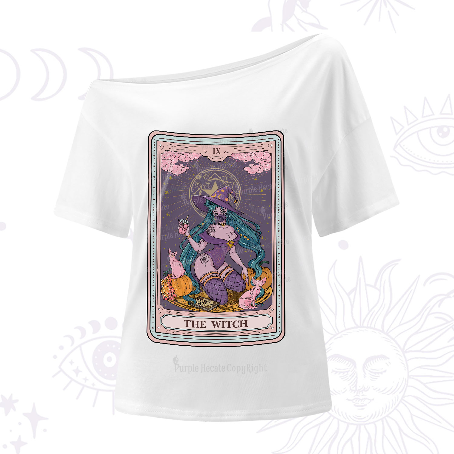 Purplehecate The Witch Tarot Halloween One-Shoulder T-Shirt