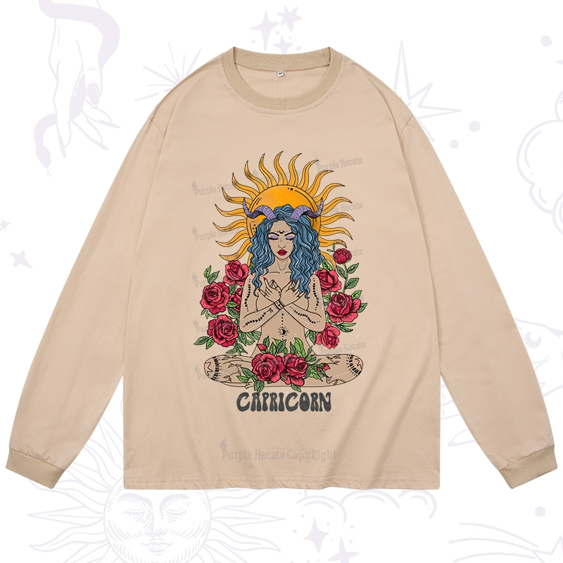 Purplehecate Sun Guardian Of Capricorn Zodiac Long Sleeve T-Shirt